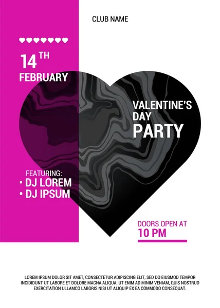 Valentine Day Partij Poster Prachtige Grote Marmeren Hart Vectorillustratie — Stockvector