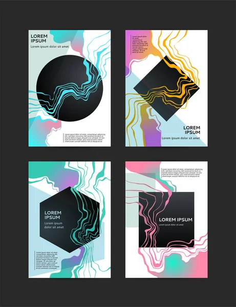 Modèles Créatifs Abstraits Cartes Couvertures Couleur Ensemble Design Géométrique Marbre — Image vectorielle
