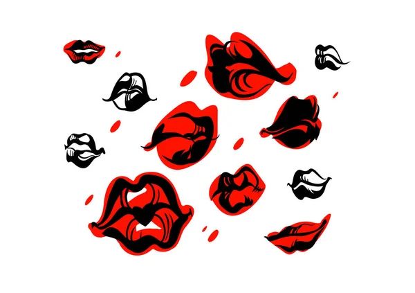 メイクアップ アーティストや美容サロンの女性セクシーな唇の例 — ストックベクタ