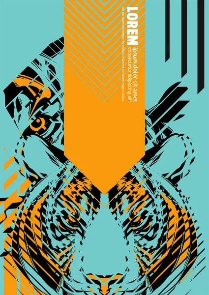 Дизайн Плакат Головой Тигра Виде Современной Графики — стоковый вектор