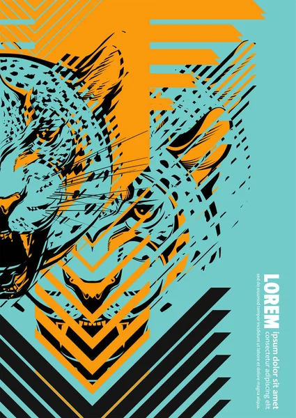 Návrh Plakátu Leopard Hlavu Podobě Moderní Grafiky — Stockový vektor