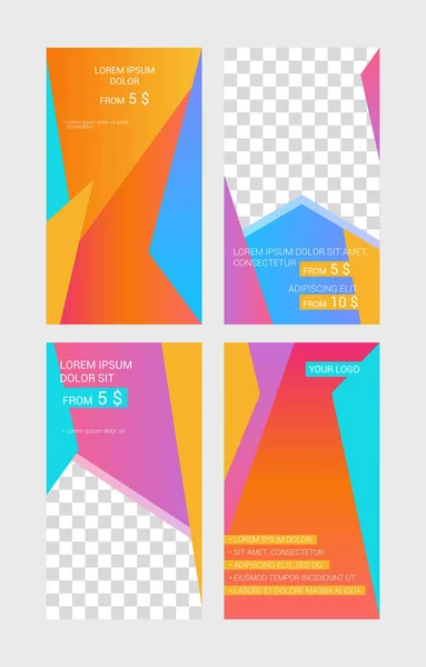 Conjunto Fondos Abstractos Con Lugar Para Foto Banners Carteles Plantillas — Archivo Imágenes Vectoriales