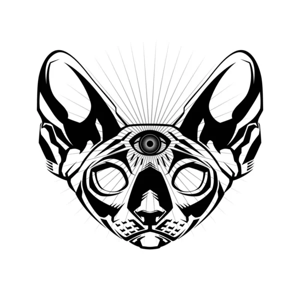 Kot Okultystyczny Okultystyczna Głowa Kota Okultyzm Ezoteryczny Znak Alchemia Okultystyczna — Wektor stockowy