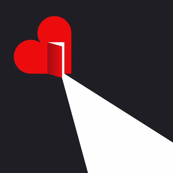 Coeur Avec Porte Ouverte Lumière Intérieur Concept Amour Aide Miséricorde — Image vectorielle