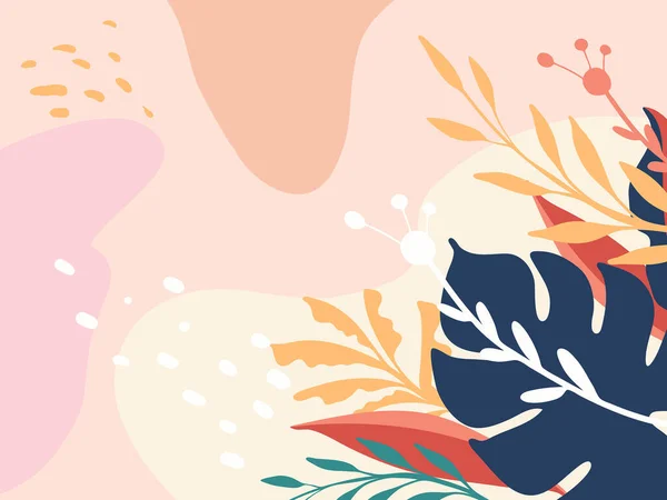 概要花の要素を持つ背景 バナー ポスター カバーデザインテンプレート 葉と花で — ストックベクタ