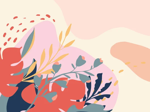 具有花卉元素的背景 封面设计模板 叶和花 — 图库矢量图片#