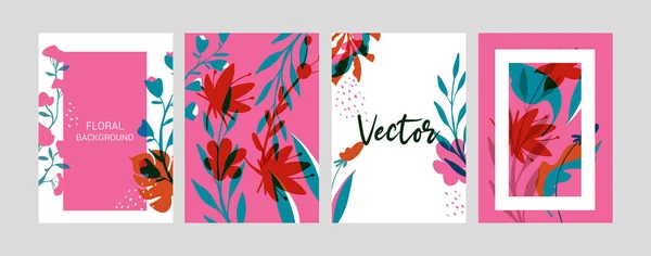 Sada Vzorů Karet Květinovými Prvky Nápisy Plakáty Šablony Pro Obaly — Stockový vektor