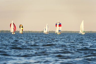 yelkenli bir göl kenarında