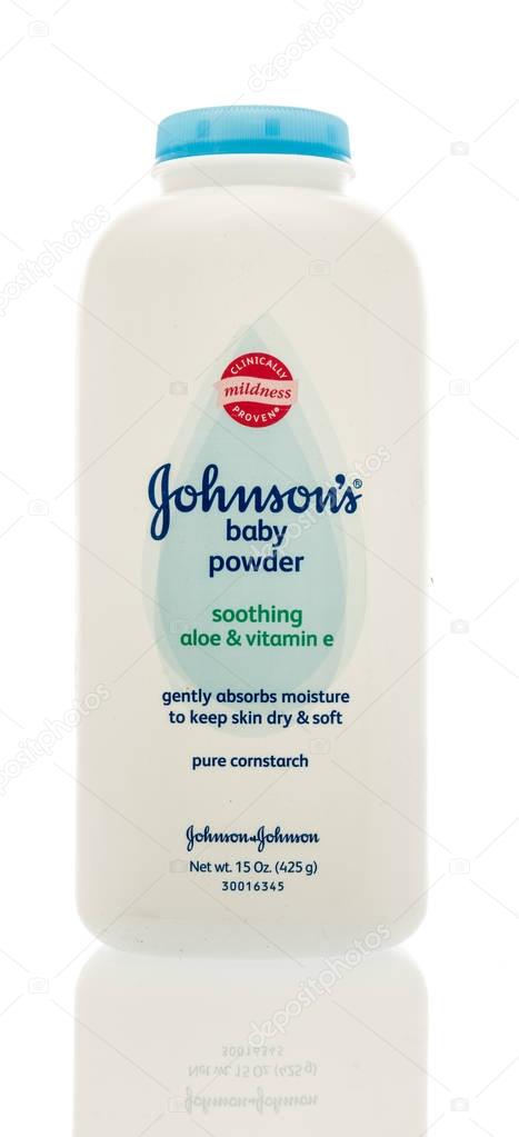 Winneconne, WI - 8 December 2016:  Container of Johnson's baby powder on an isolated background.