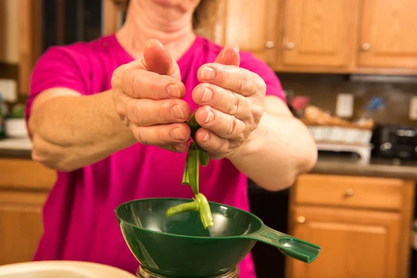 Canning green beans — Stock Photo, Image