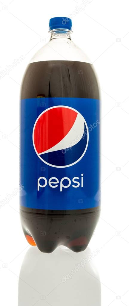Winneconne, WI - 12 January 2017:  Bottle of two liter of Pepsi on an isolated background.