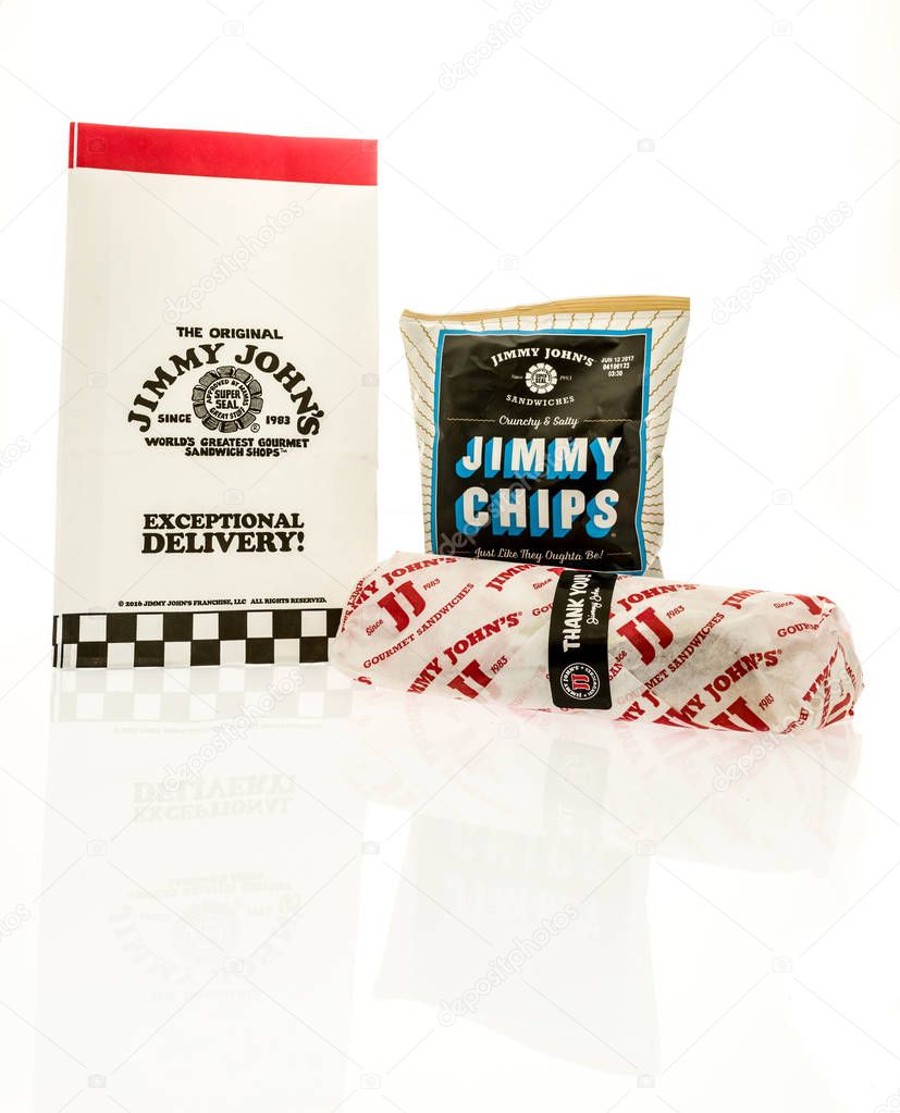 Winneconne, WI - 19 April 2017: A Jimmy John's meal on an isolated background.
