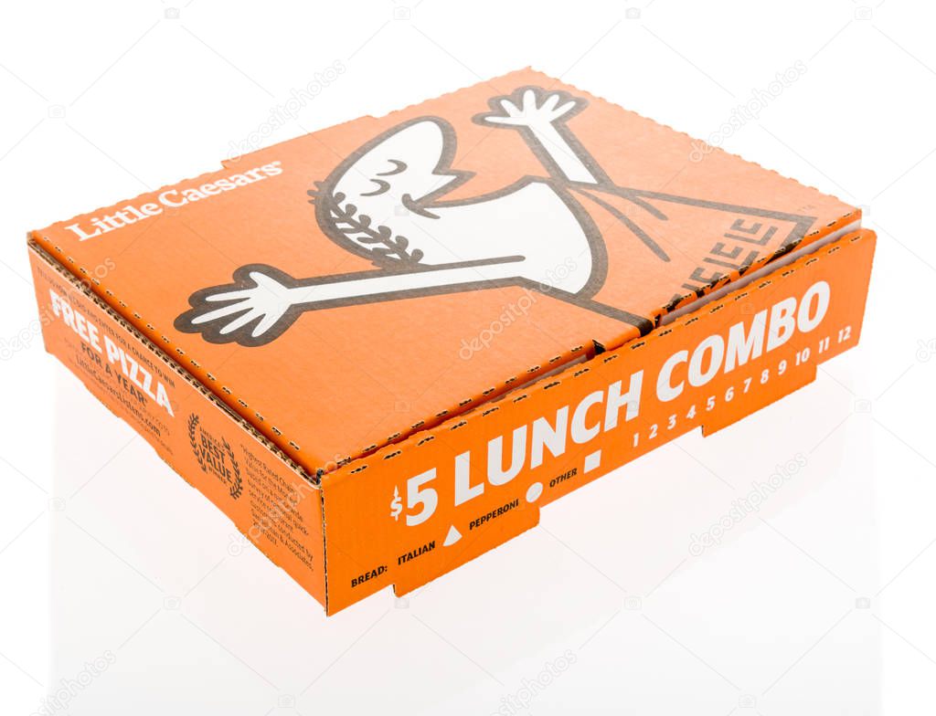 Winneconne, WI - 3 December 2019 : A package of little Caesars pizza 5 dollar lunch combo box on an isolated background