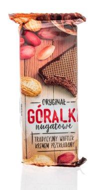 Winneconne, Wi - 17 Şubat 2020: İzole edilmiş bir arka planda Goralki gofretleri paketi.