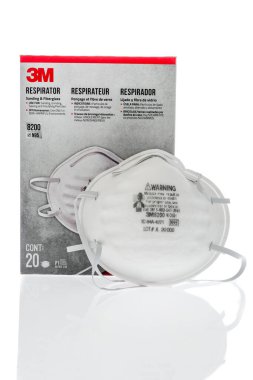 Winneconne,  WI - 25 February 2020:  A package of 3M performance respirator on an isolated background.