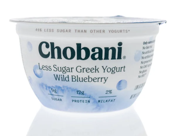 Winneconne Marzo 2020 Paquete Chobani Menos Azúcar Yogur Griego Arándano —  Fotos de Stock