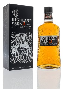 Winneconne, WI - 20 Mart 2020: Bir şişe Highland Park İskoç viskisi.