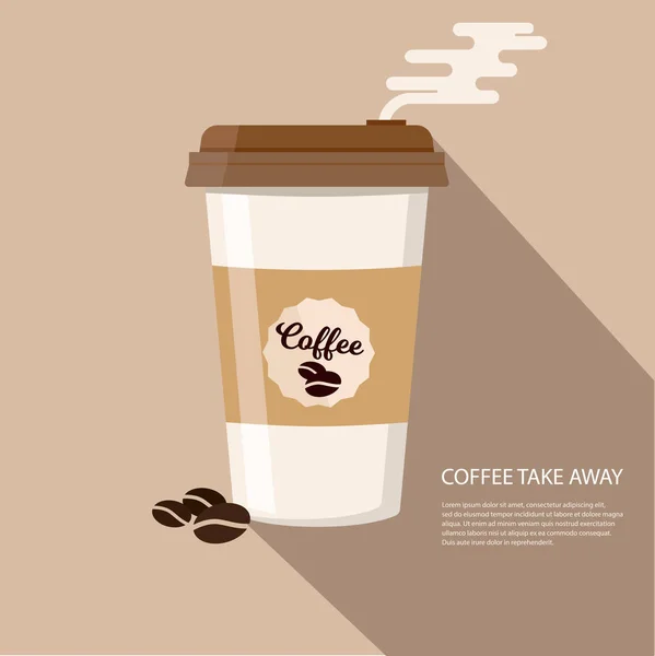 Una ilustración vectorial taza de café con las palabras café para llevar — Archivo Imágenes Vectoriales