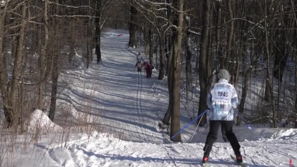 Rusland, Vladimir. 8 februari 2020. Wedstrijden ski - skipiste van Rusland. — Stockvideo