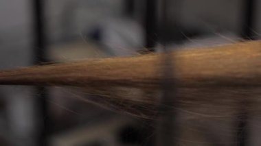 Güzellik salonunda saç boyama prosedürüyle ilgili tatlı bir kız. Hava dokunuşu