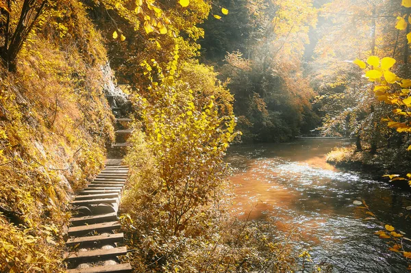 Podzimní scéna ve slovenském ráji na Slovensku — Stock fotografie