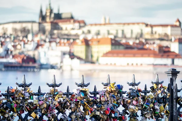 Padlocks of love in the center of Prague — Stock Photo, Image