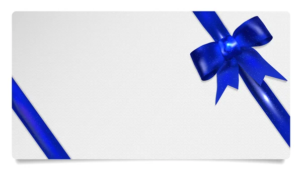 Cheque regalo de papel con lazo azul — Vector de stock