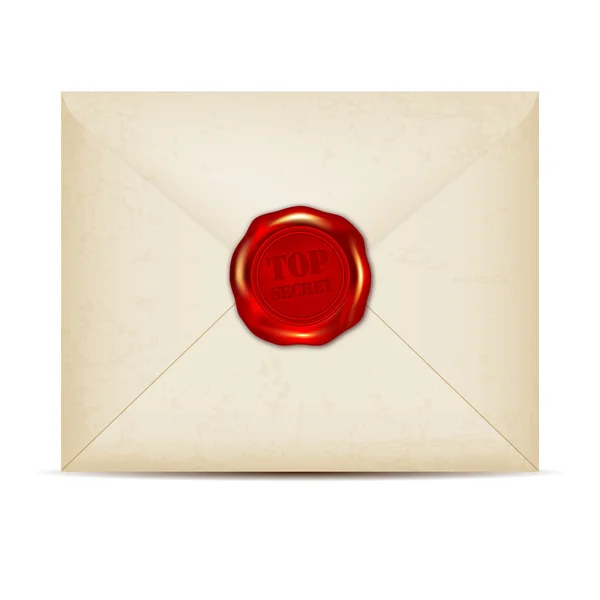 Top Secret balmumu kağıt zarf mühür — Stok Vektör