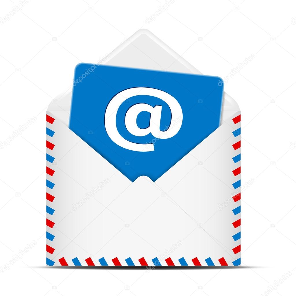 Paper envelope with at-sign - electronic mail symbol
