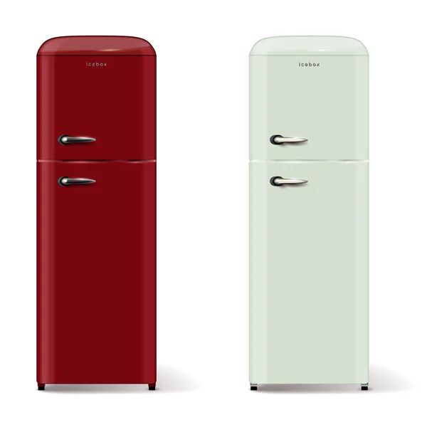レトロなスタイルのモダンな冷蔵庫が 2 つ — ストックベクタ