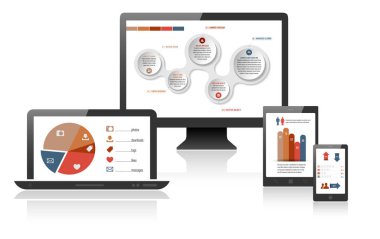 Farklı aygıtlarda Infographics web tasarım