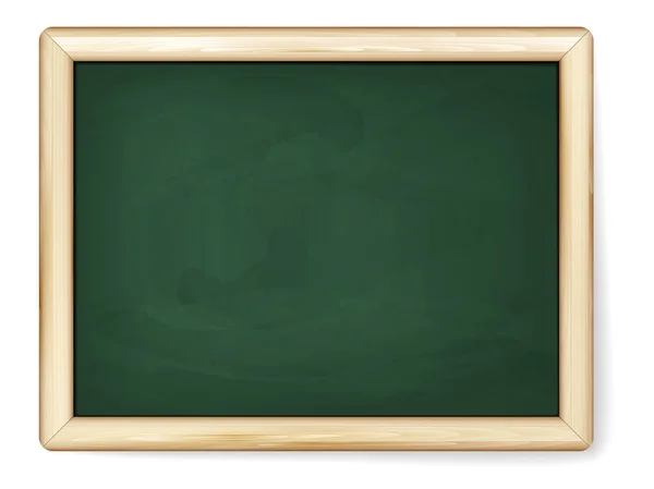 Chalkboard verde em branco com borda de madeira — Vetor de Stock