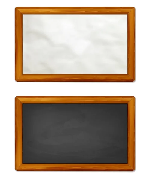 Papier en schoolbord achtergrond met houten rand — Stockvector