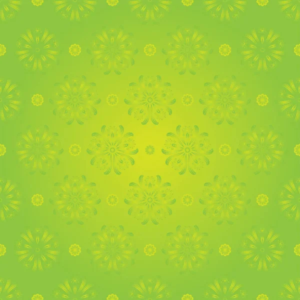 Απρόσκοπτη άνοιξη floral σχέδιο σε πράσινο φόντο — Διανυσματικό Αρχείο