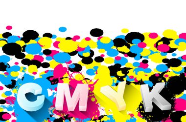 3D harf ve beyaz arka plan üzerinde Cmyk sıçraması