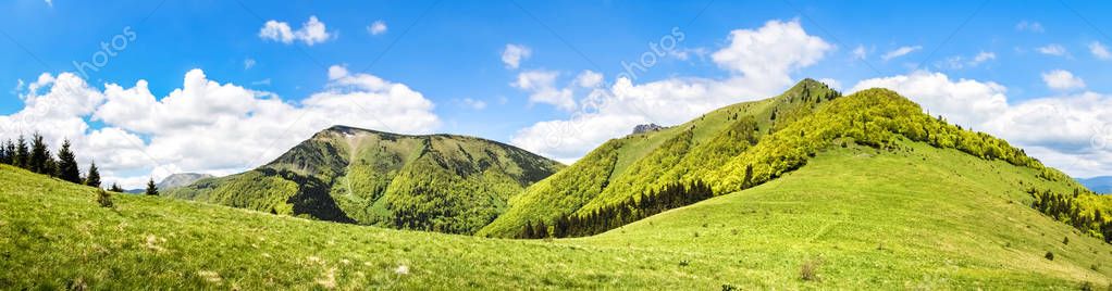 Panorama from sunny spring Little Fatra hills - Slovakia