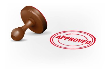 Beyaz arka plan ve kırmızı onaylandı yazdırma damga