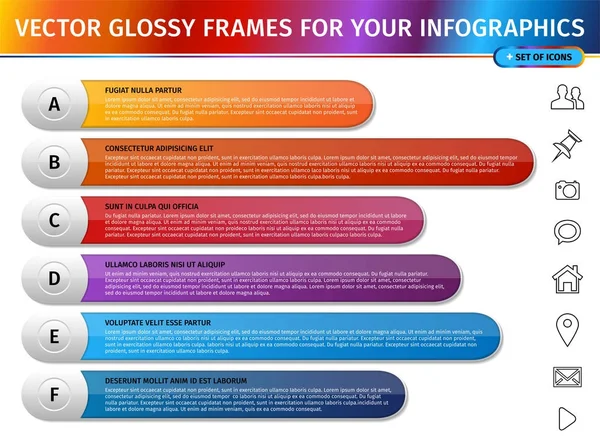 Design moderno gradiente cornici lucide per infografica — Vettoriale Stock