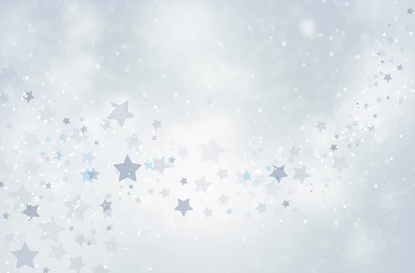 Fondo witer abstracto con copos de nieve y estrellas — Vector de stock