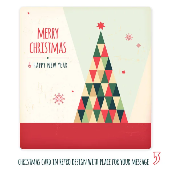 Cartão de Natal em design retro com lugar para o seu texto — Vetor de Stock