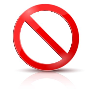 Kırmızı parlak 3d No-işaretiyle yansıma ve gölge