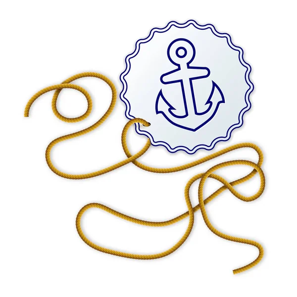 Rope and seal with naval anchor — Stock Vector