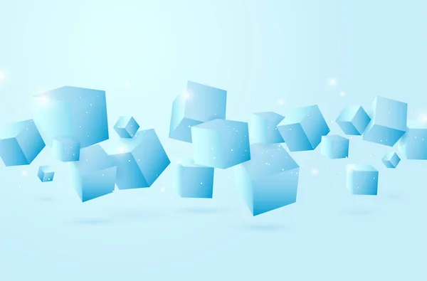 Sfondo astratto con cubi 3D su sfondo blu — Vettoriale Stock