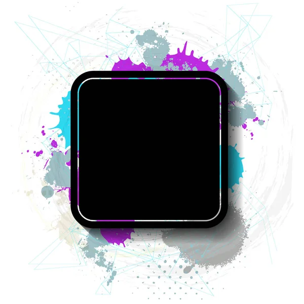 Grungy background with black rounded square frame — Stock Vector