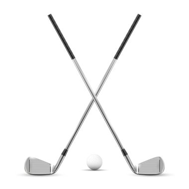İki çapraz golf kulüpleri ve topu