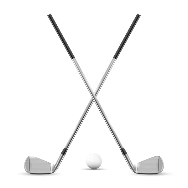 İki çapraz golf kulüpleri ve topu