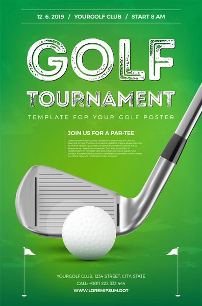 Plantilla póster torneo golf — Vector de stock