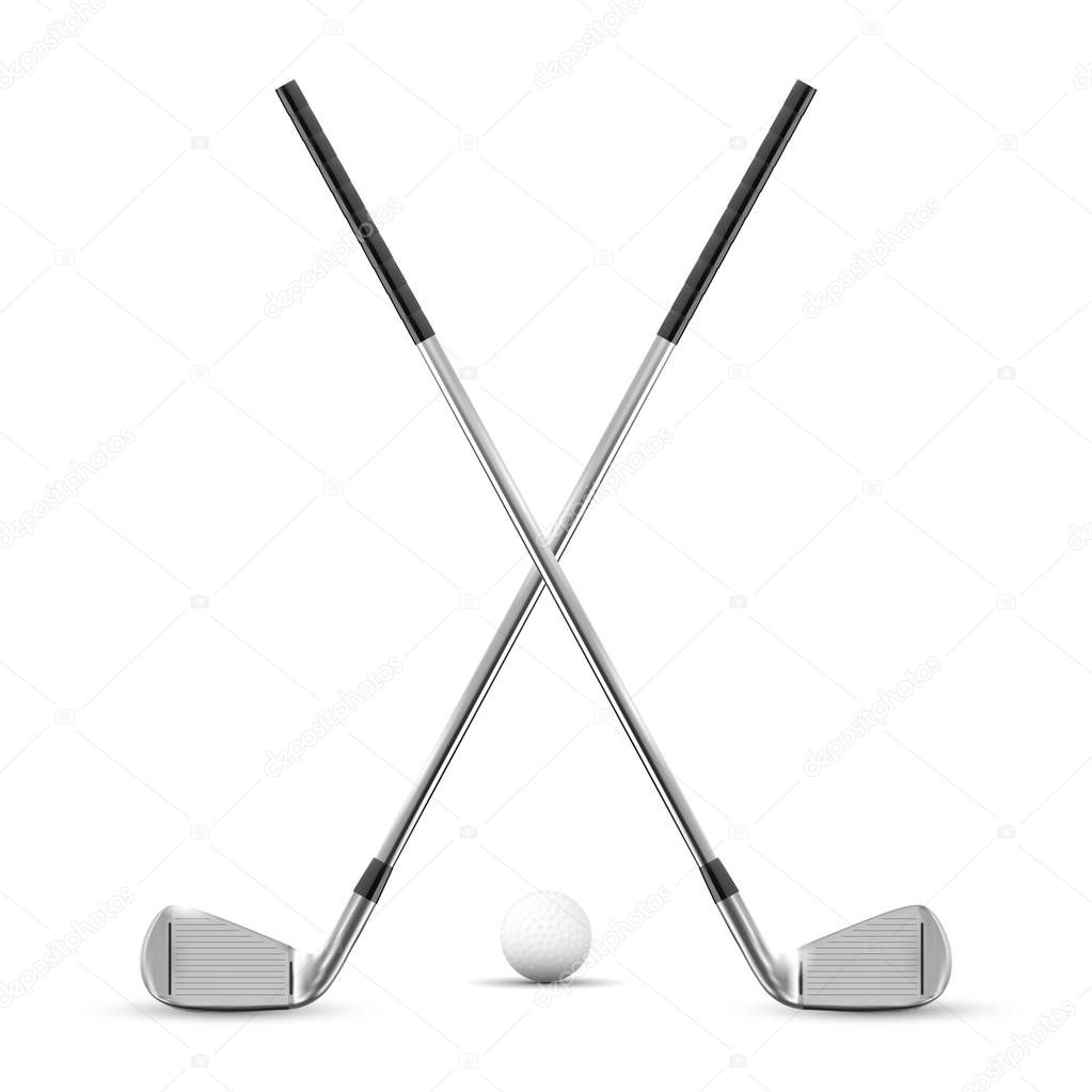 Two crossed golf clubs and ball — Stock Vector © Machacek 187525336