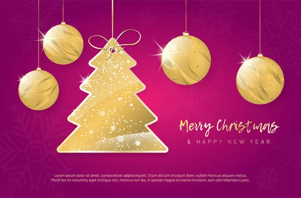 Colgante estilizado árbol de Navidad de oro y bolas — Archivo Imágenes Vectoriales