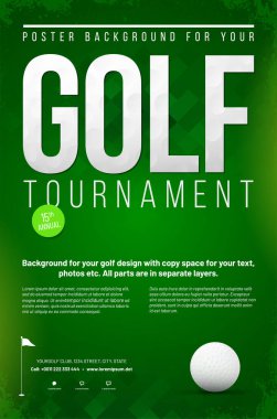 Golf turnuvası şablonu ve golf topu